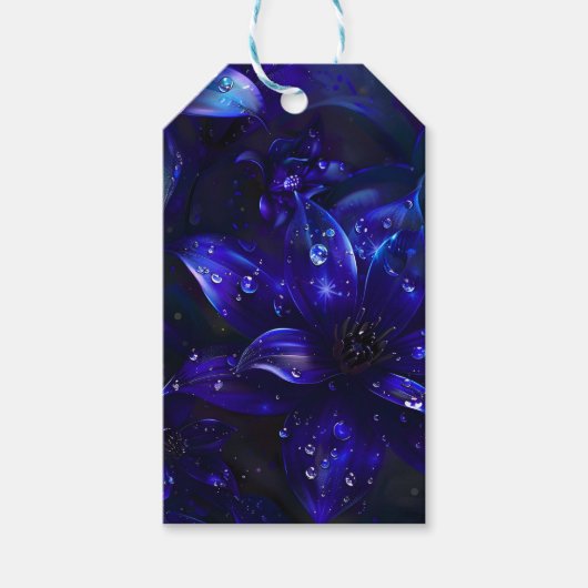 Silver Midnight Blooms Geschenkanhänger (Vorderseite)