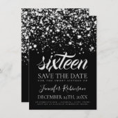 Silver Midnight Glam Sweet 16 Birthday Party Save The Date (Vorne/Hinten)