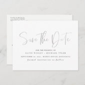 Silver Minimal Typografie Save the Date Ankündigungspostkarte (Vorne/Hinten)