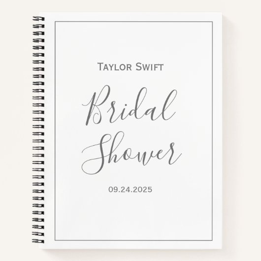 Silver Minimalistisch Baby Dusche Geschenkprotokol Notizblock (Vorderseite)