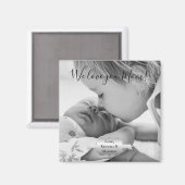 Silver Minimalistisch Foto Mother's Day Magnet (Vorderseite/Rückseite)