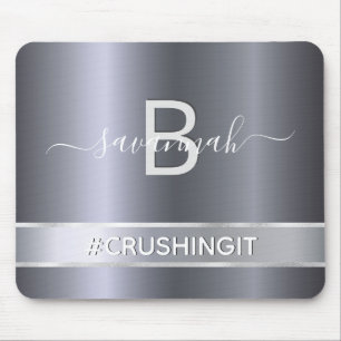 Silver minimalistischer, eleganter Text Mousepad