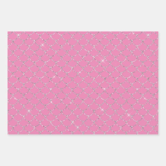 Silver Mint Aqua Pink Meerjungfrau Geschenkpapier Set (Vorderseite)