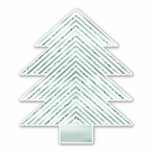 Silver Mint Christmas Tree Glitzer Streifen Aufkleber (Vorderseite)