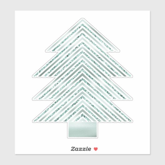 Silver Mint Christmas Tree Glitzer Streifen Aufkleber (Blatt)