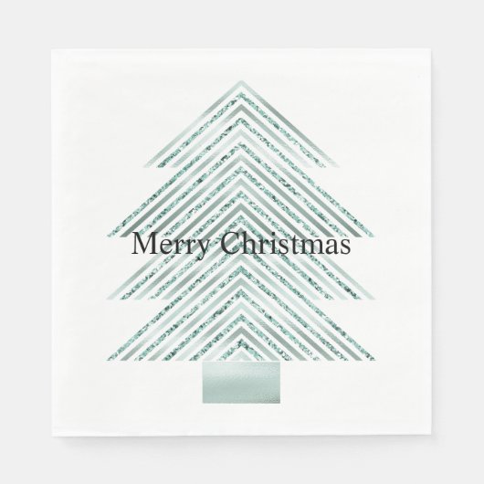 Silver Mint Christmas Tree Glitzer Streifen Serviette (Vorderseite)