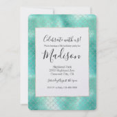 Silver Mint Mermaid Birthday Einladung (Vorderseite)