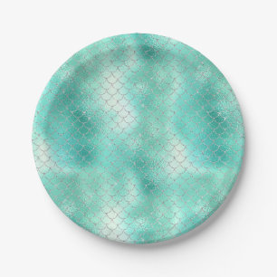 Silver Mint Mermaid Pappteller