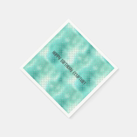 Silver Mint Mermaid Serviette (Ecke)