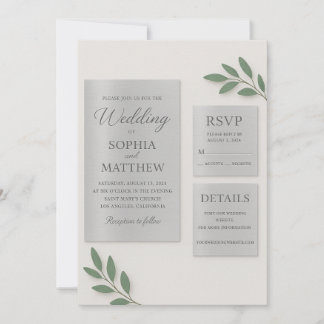 Silver Mirror Acrylic Wedding Invitation Set with  Einladung