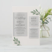 Silver Mirror Acrylic Wedding Invitation Set with  Einladung (Stehend Vorderseite)