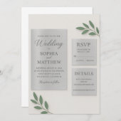 Silver Mirror Acrylic Wedding Invitation Set with Einladung (Vorne/Hinten)