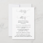 Silver Miss zu Frau Bridal Duwer Einladungen (Vorderseite)