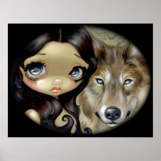 Silver Mit Augen Wolf ART PRINT gotische Großaugen Poster