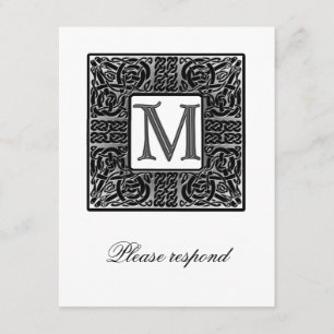 Silver Mit Monogramm Celtic Wedding RSVP Karte