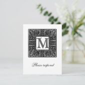 Silver Mit Monogramm Celtic Wedding RSVP Karte (Stehend Vorderseite)