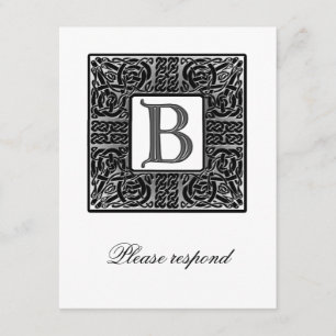 Silver Mit Monogramm Celtic Wedding RSVP Karte