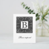 Silver Mit Monogramm Celtic Wedding RSVP Karte (Stehend Vorderseite)