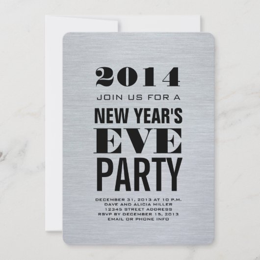 Silver Modern 2014 Silver's Eve Party Einladung (Vorderseite)