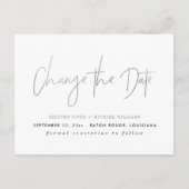 Silver Modern ändern Datum Ankündigungspostkarte (Vorderseite)