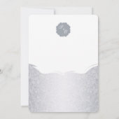 Silver Modern Damask Einladung (Rückseite)