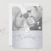 Silver Modern Damask Foto Hochzeitseinladung Einladung