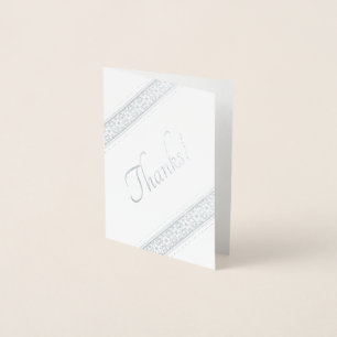 Silver Modern Floral Vielen Dank Diagonal Strip Folienkarte