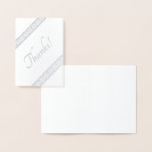 Silver Modern Floral Vielen Dank Diagonal Strip Folienkarte (Anzeige)