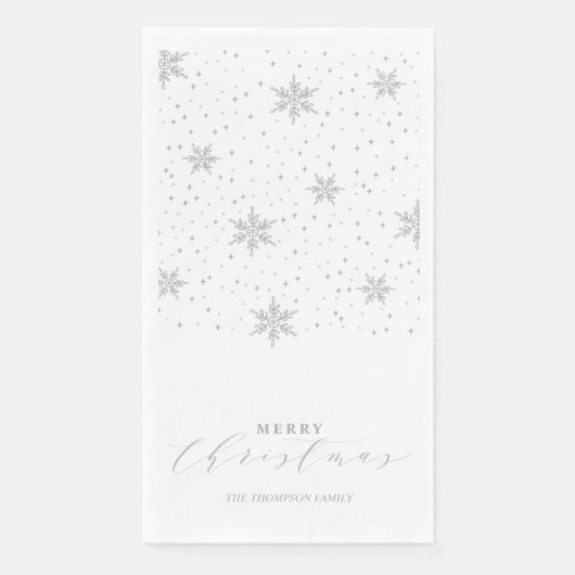 Silver Modern Frohe Weihnachten Party Napkins Serviette (Vorderseite)