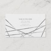 Silver Modern Geometric Lines Glam Custom Chic Visitenkarte (Rückseite)