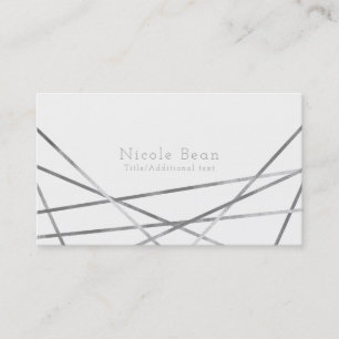 Silver Modern Geometric Lines Glam Custom Chic Visitenkarte