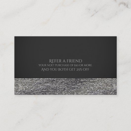 Silver Modern Glam Sequins Chic Reader a Friend Empfehlungskarte (Vorderseite)