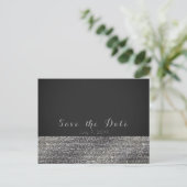 Silver Modern Glam Sequins Chic Save the Date Ankündigungspostkarte (Stehend Vorderseite)