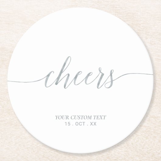 Silver Modern Lettering Party Event Round P Runder Pappuntersetzer (Vorderseite)