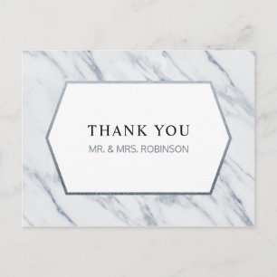 Silver Modern Marble Vielen Dank Postcard Postkarte