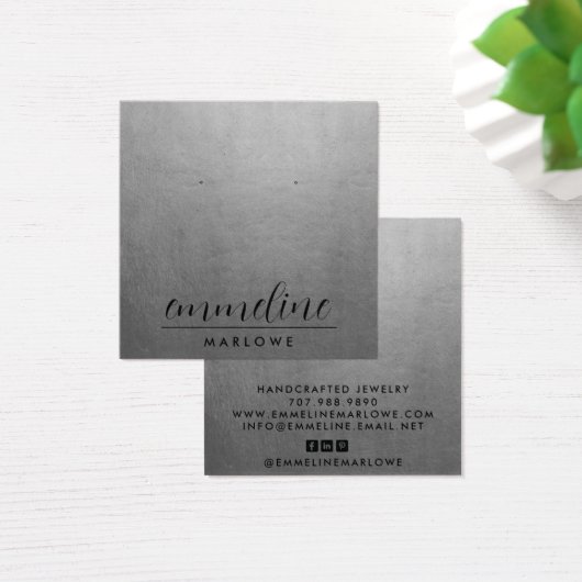 Silver Modern Minimal Earring Schmuckkarte (Schreibtisch)