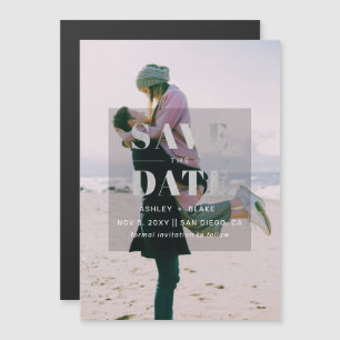 Silver Modern Minimalistisches Foto Save the Date Magneteinladung
