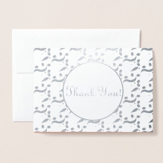 Silver Modern Olives Hochzeit Danke Folienkarte (Vorderseite mit Umschlag)