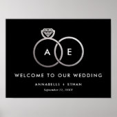 Silver Modern Rings Wedding Willkommenszeichen Poster (Vorne)