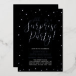 Silver Modern Surprise Adult Birthday Party Folieneinladung<br><div class="desc">Celebrate your special day with this stylish birthday party foil invitation. This design features a chic silver foil text "shhh... it's a Surprise Party!" with a simple confetti background. You can customize the text with any event or occasion. More invitations and party supplies are available at my shop BaraBomDesign.</div>