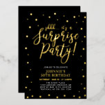 Silver Modern Surprise Adult Birthday Party Folieneinladung<br><div class="desc">Celebrate your special day with this stylish birthday party foil invitation. This design features a chic silver foil text "shhh... it's a Surprise Party!" with a simple confetti background. You can customize the text with any event or occasion. More invitations and party supplies are available at my shop BaraBomDesign.</div>