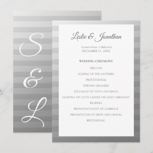Silver Modern Wedding Zeremony Programm V2 (Vorne/Hinten)