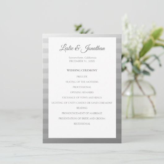 Silver Modern Wedding Zeremony Programm V2 (Stehend Vorderseite)