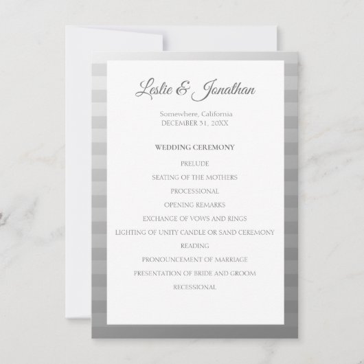Silver Modern Wedding Zeremony Programm V2 (Vorderseite)