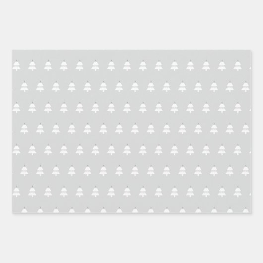 Silver & Modern White Christmas Tree Geschenkpapier Set (Vorderseite 2)