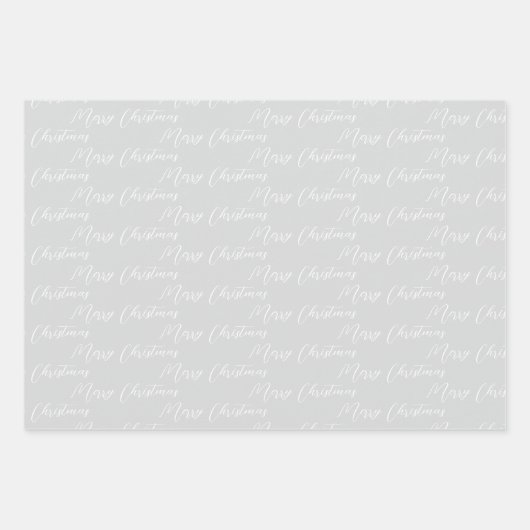 Silver & Modern White Christmas Tree Geschenkpapier Set (Vorderseite)