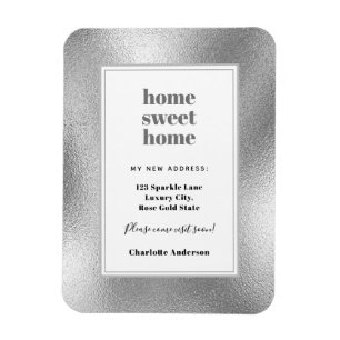 Silver moderner minimalistischer Zuhause-Sweet-Zuh Magnet