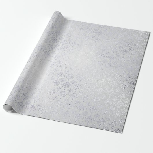 Silver Monochromatic Fairy Gray Royal Damask Flora Geschenkpapier (Ungerollt)