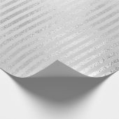 Silver Monochromatic Stripes Lines Gray Glam Vip Geschenkpapier (Ecke)
