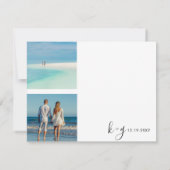 Silver Monochrome World Map Beach Wedding Foto Dankeskarte (Rückseite)